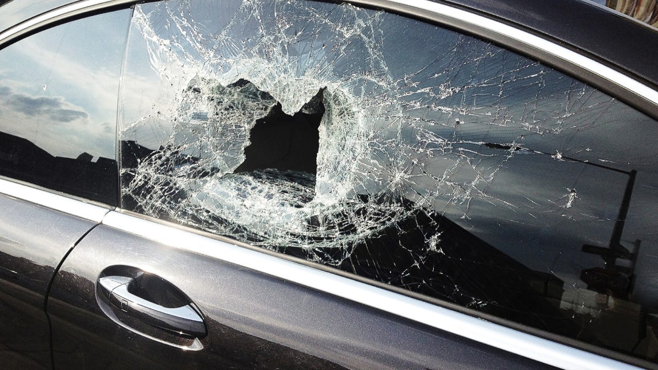 Smashed car window