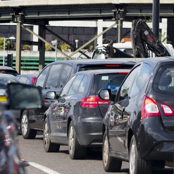 Cars on road in city