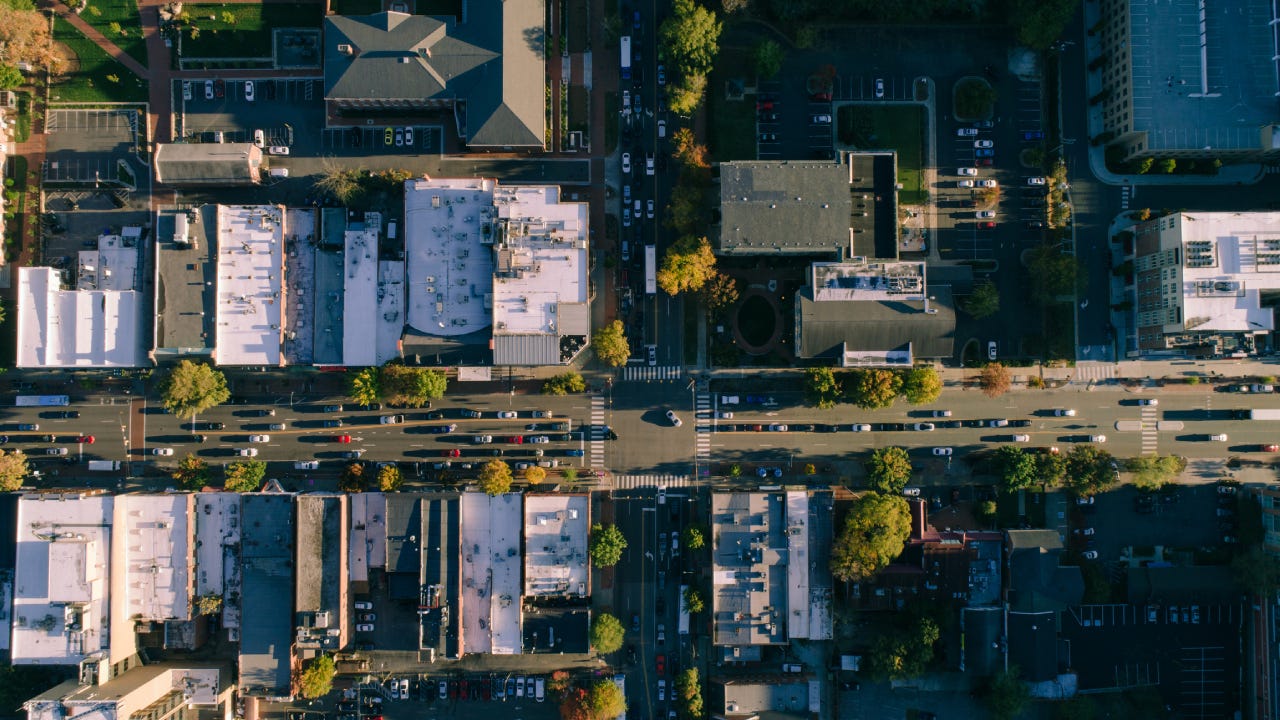 Aerial of city street