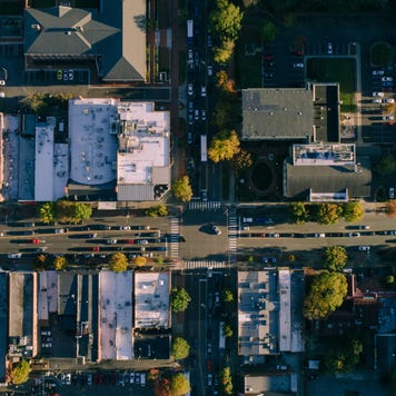 Aerial of city street