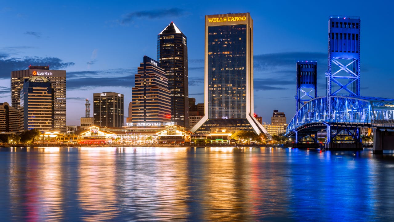 Skyline, Blue Hour, Jacksonville, Florida, America