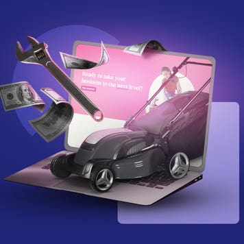 image of lawnmower and cash