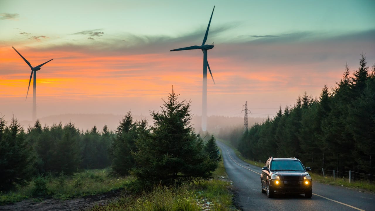 Wind turbine with road