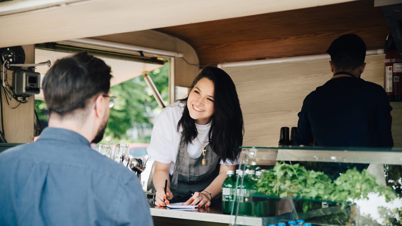 Woman working out of a food truck