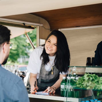 Woman working out of a food truck