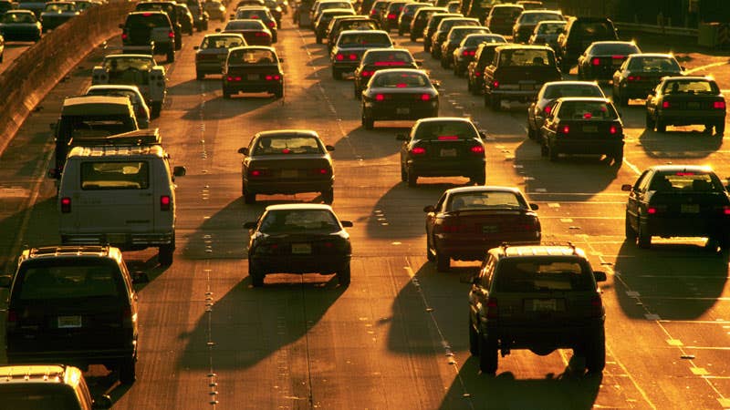 Cars in traffic in California