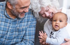 Grandparents spend time with their grandchild