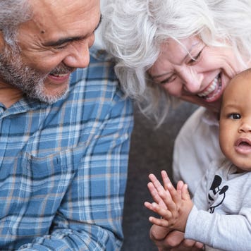 Grandparents spend time with their grandchild