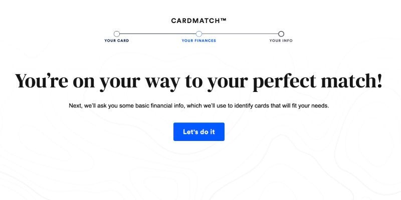 screenshot of cardmatch interface, on your way to your perfect match