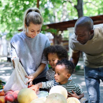 Family at outdoor market