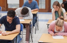 Students take a standardized test