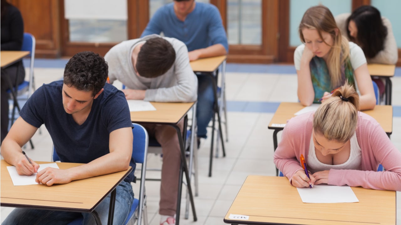 Students take a standardized test