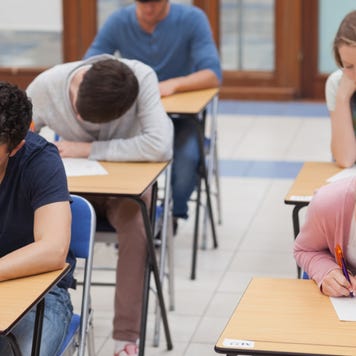 Students take a standardized test