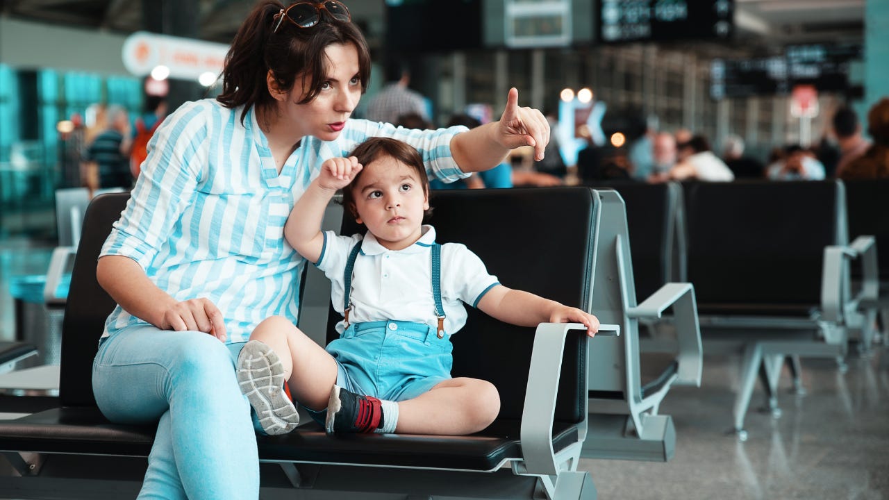 Mother and child sitting down