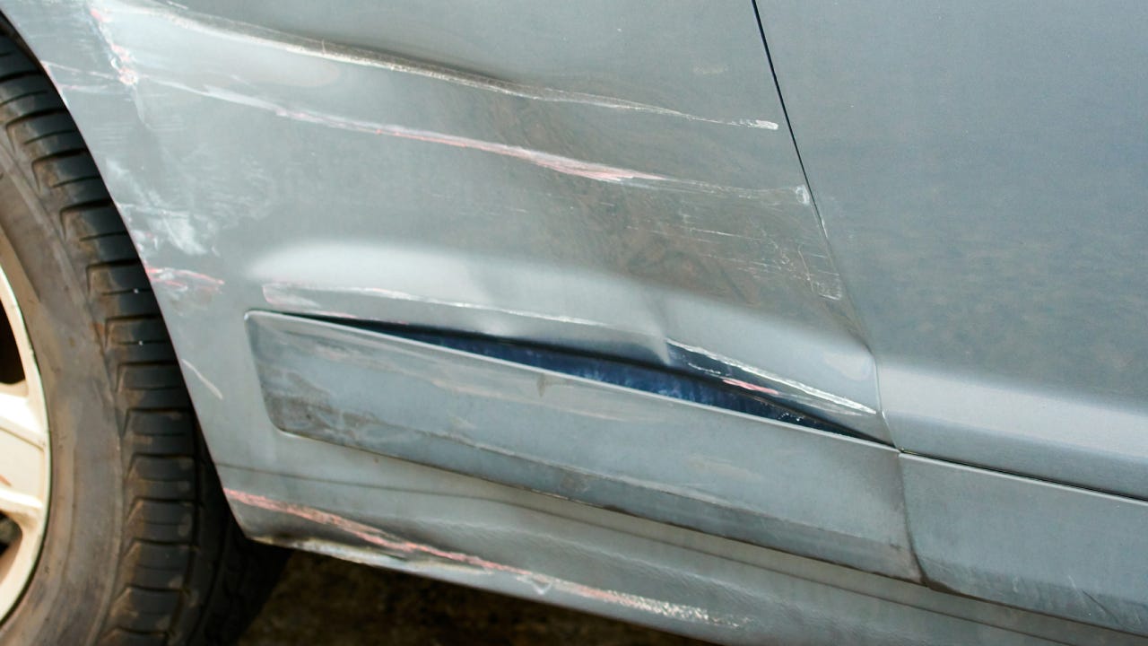Broken car door detail