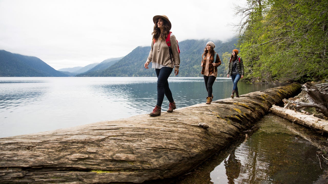 Three women hiking