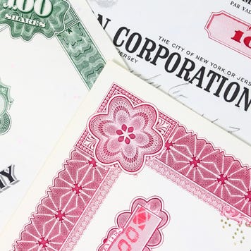 Pictures of a few stock certificates