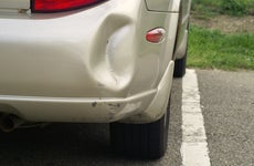 Dented car bumper