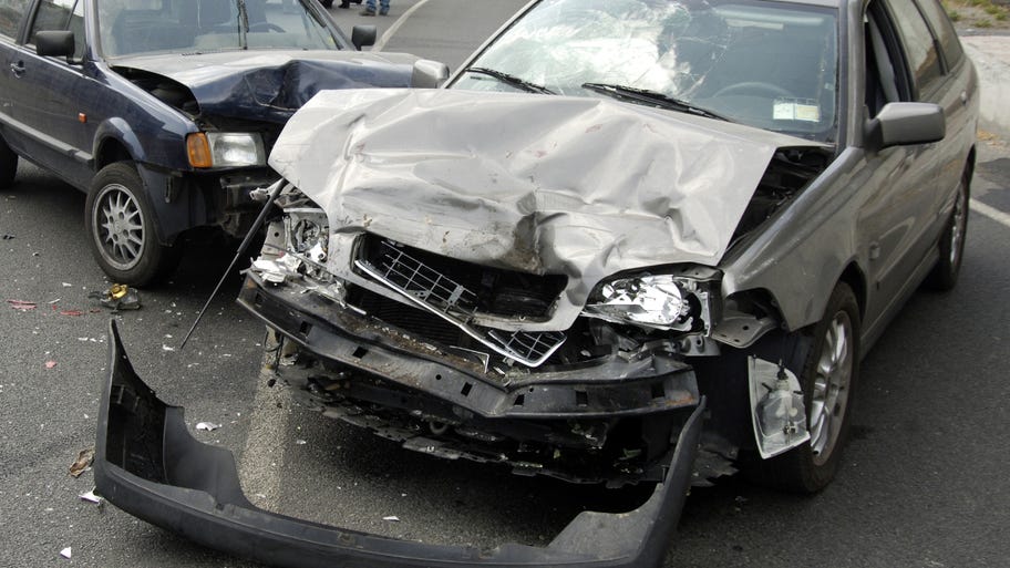 A car accident with major front end damage