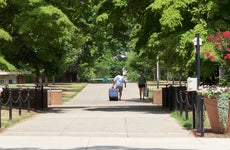 Students move in on a college campus