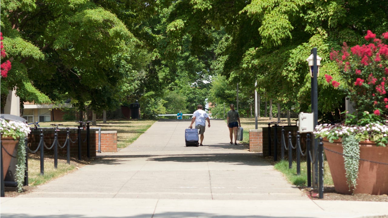 Students move in on a college campus