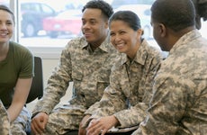 Group of new military recruits in classroom training