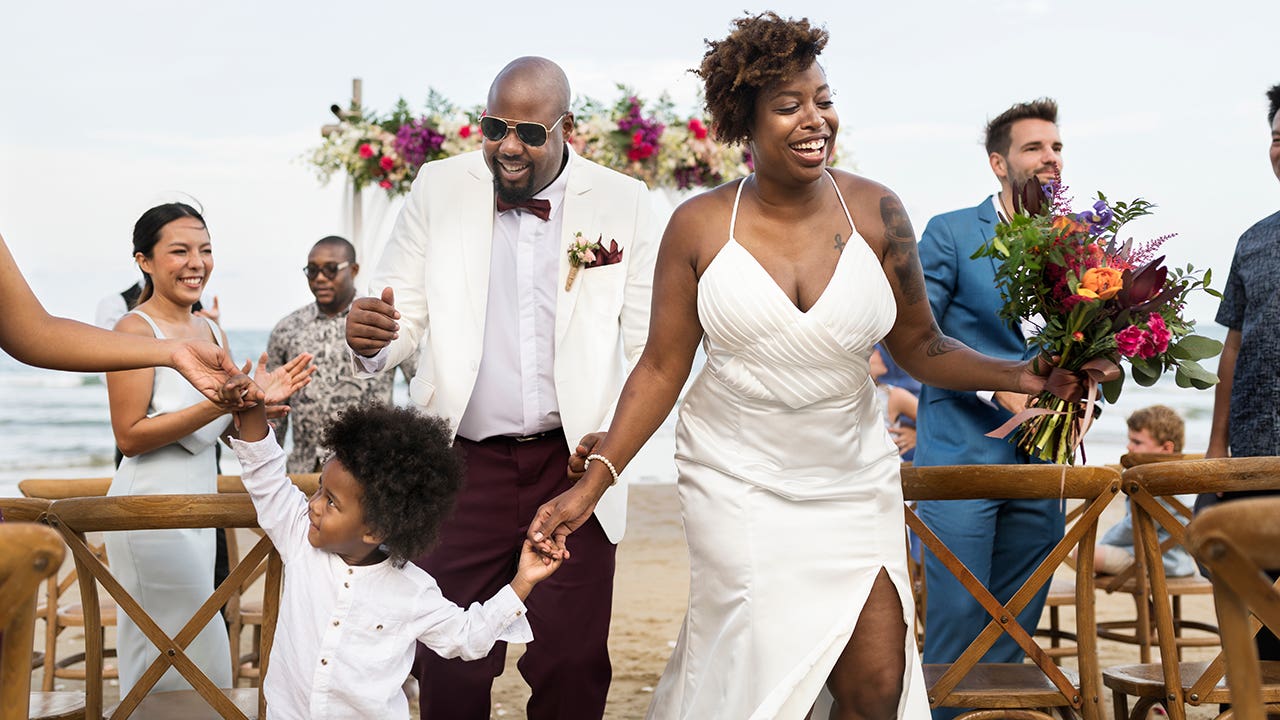 couple getting married on a beach