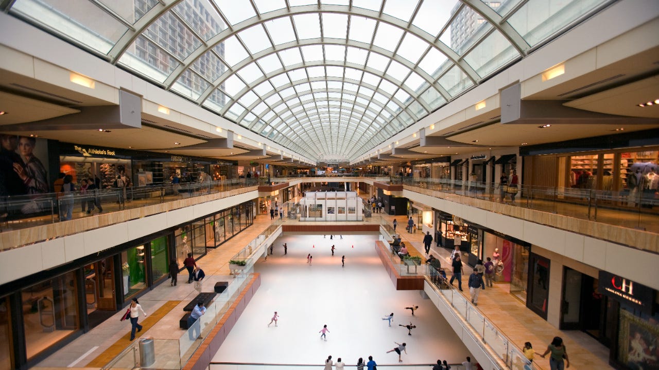 A view of the insides of a shopping mall