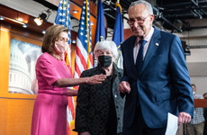 Speaker of the House Nancy Pelosi (D-CA), Secretary of Treasury Janet Yellen and Senate Majority Leader Chuck Schumer (D-NY) at a news conference at the U.S. Capitol.