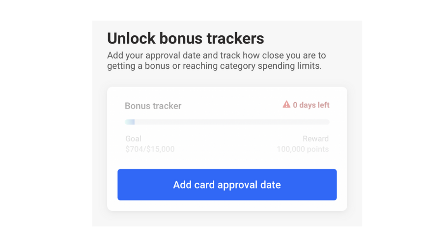 Screenshot of The Points Guy app 'Unlock bonus trackers' page