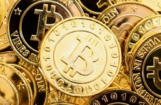 A picture of golden Bitcoins
