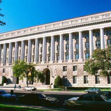 Facade of a government building, Internal Revenue Service building, Washington DC, USA