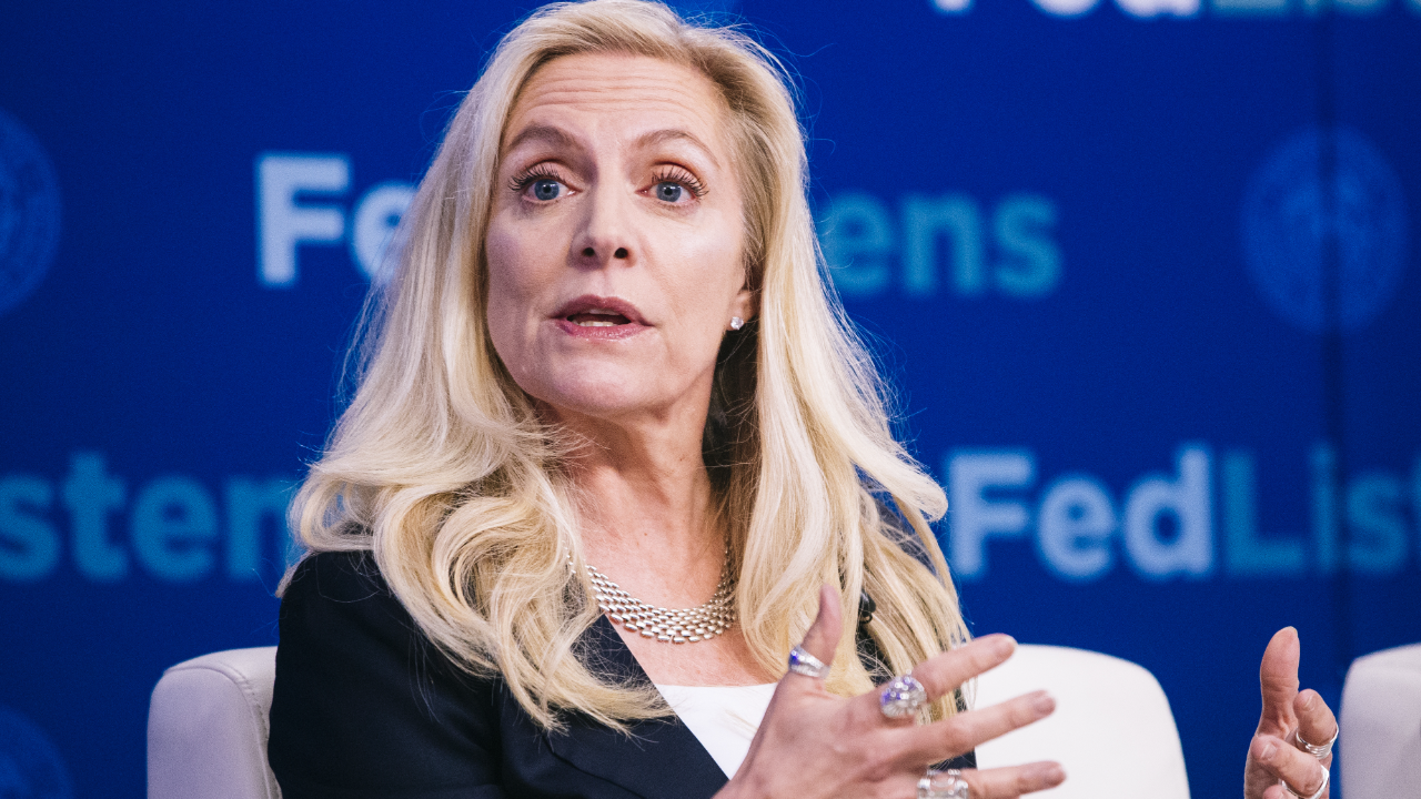 Fed Governor Lael Brainard speaks during Fed conference
