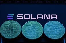An artist's depiction of Solana crypto coins