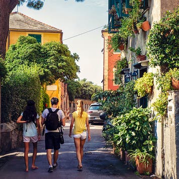 family on vacation in italy