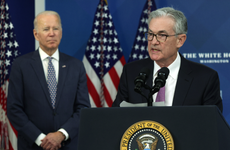Federal Reserve Chair Jerome Powell speaks beside President Joe Biden after he was nominated for a second term