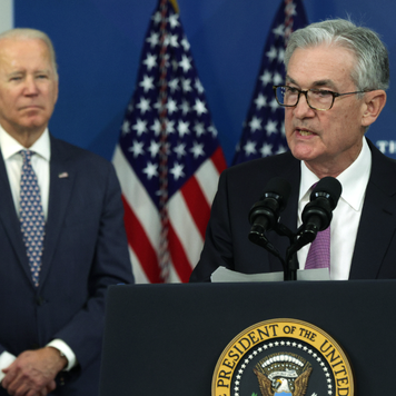 Federal Reserve Chair Jerome Powell speaks beside President Joe Biden after he was nominated for a second term