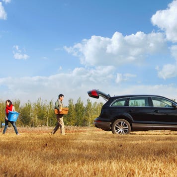 Family packing car for trip