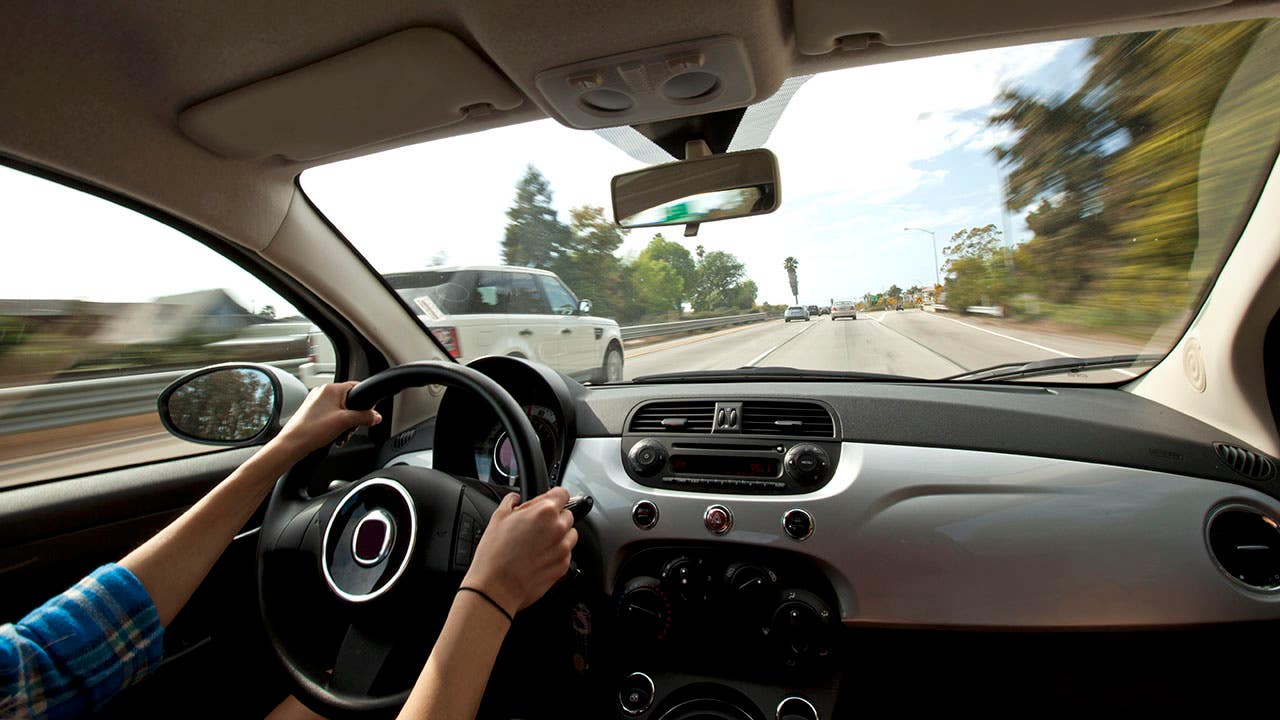 woman driving in california