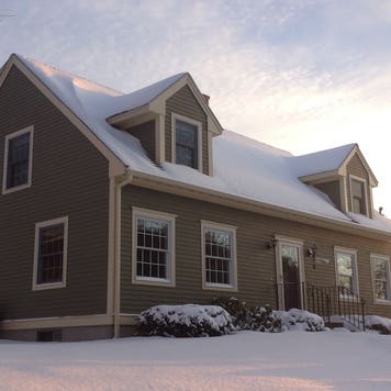 house with snow