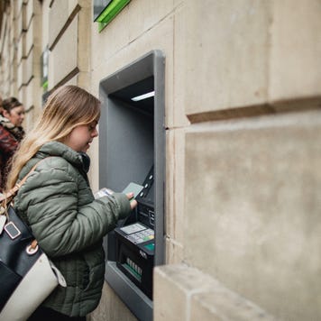 woman at ATM
