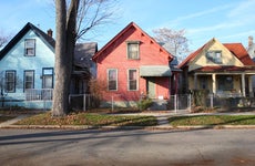 Colorful Houses in a neighborhood on the east side of Detroit