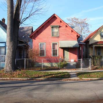 Colorful Houses in a neighborhood on the east side of Detroit