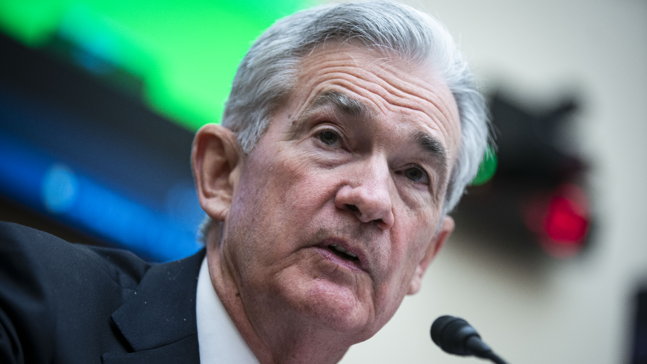 Federal Reserve Chair Jerome Powell speaks during a House Financial Committee hearing in Washington, D.C.