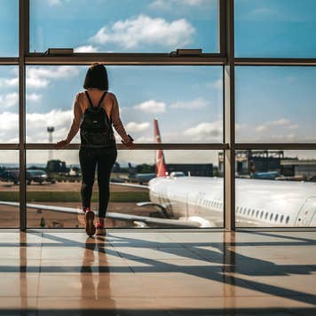 woman standing in airport
