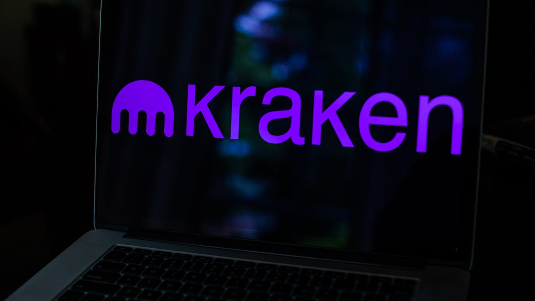 Kraken logo on laptop