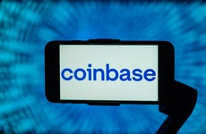 Coinbase Logo on a cellphone