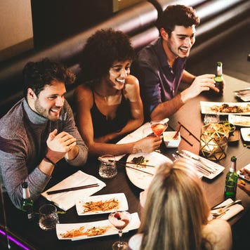 friends dining out at restaurant