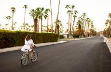 woman riding a bike in palm springs