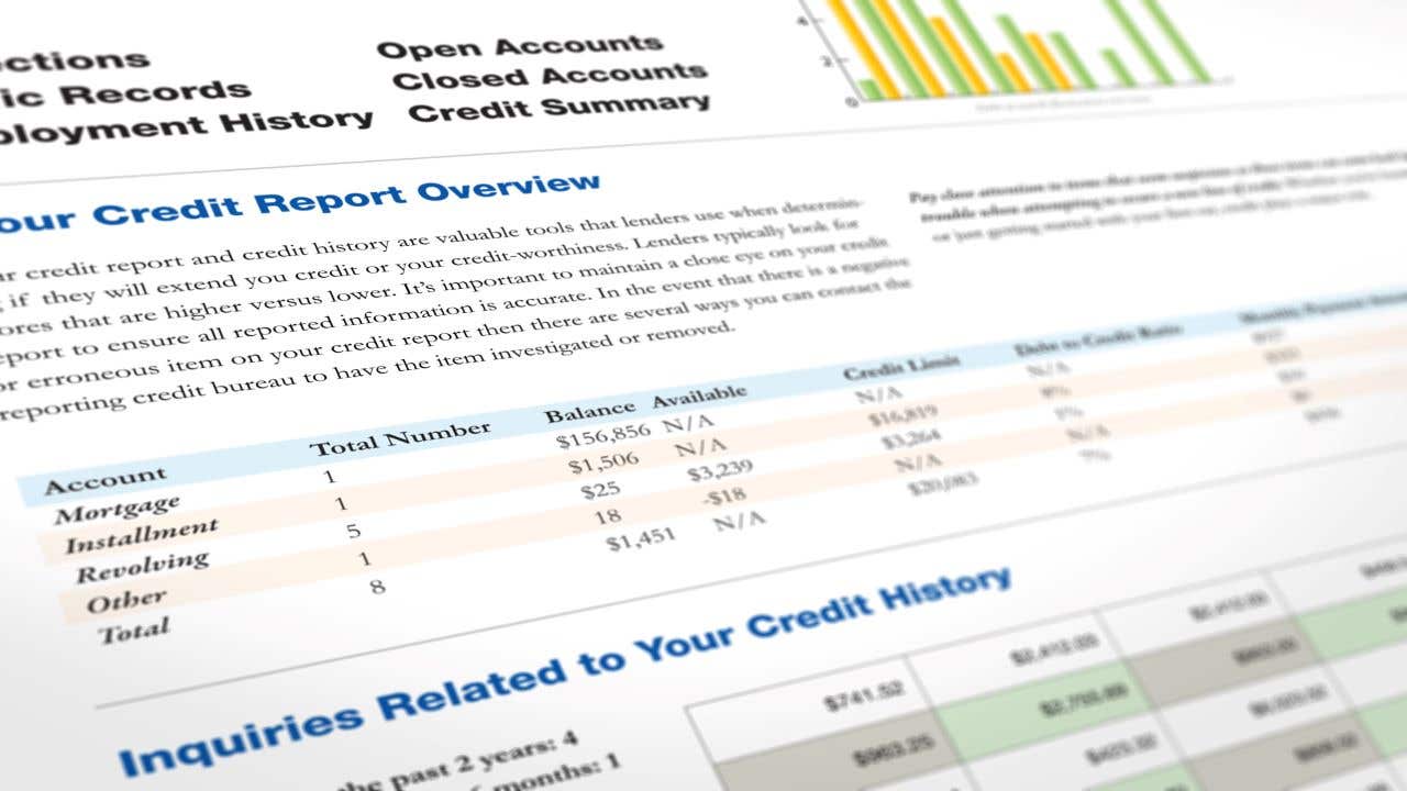 snapshot of a credit score report